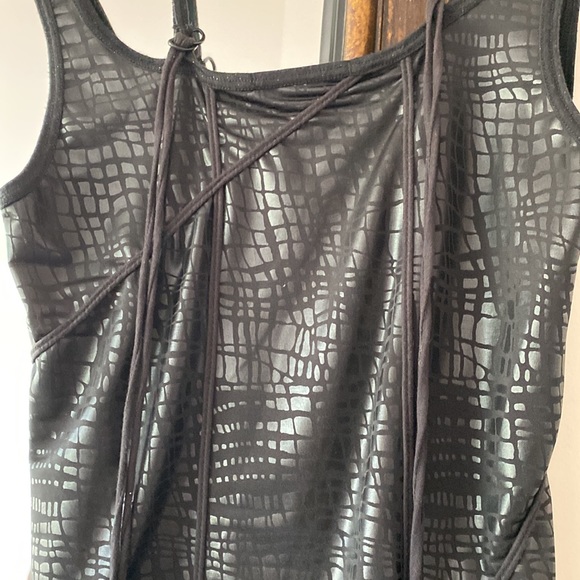 Savage, medium black, stripy, rocker tang style shirt, mini dress, unique style - Picture 3 of 7